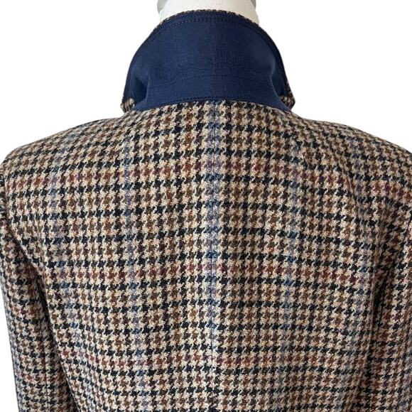 J.Crew Rhodes Blazer Jacket Wool Tweed Houndstooth Elbow Patches Brown Size 12 - Picture 9 of 10